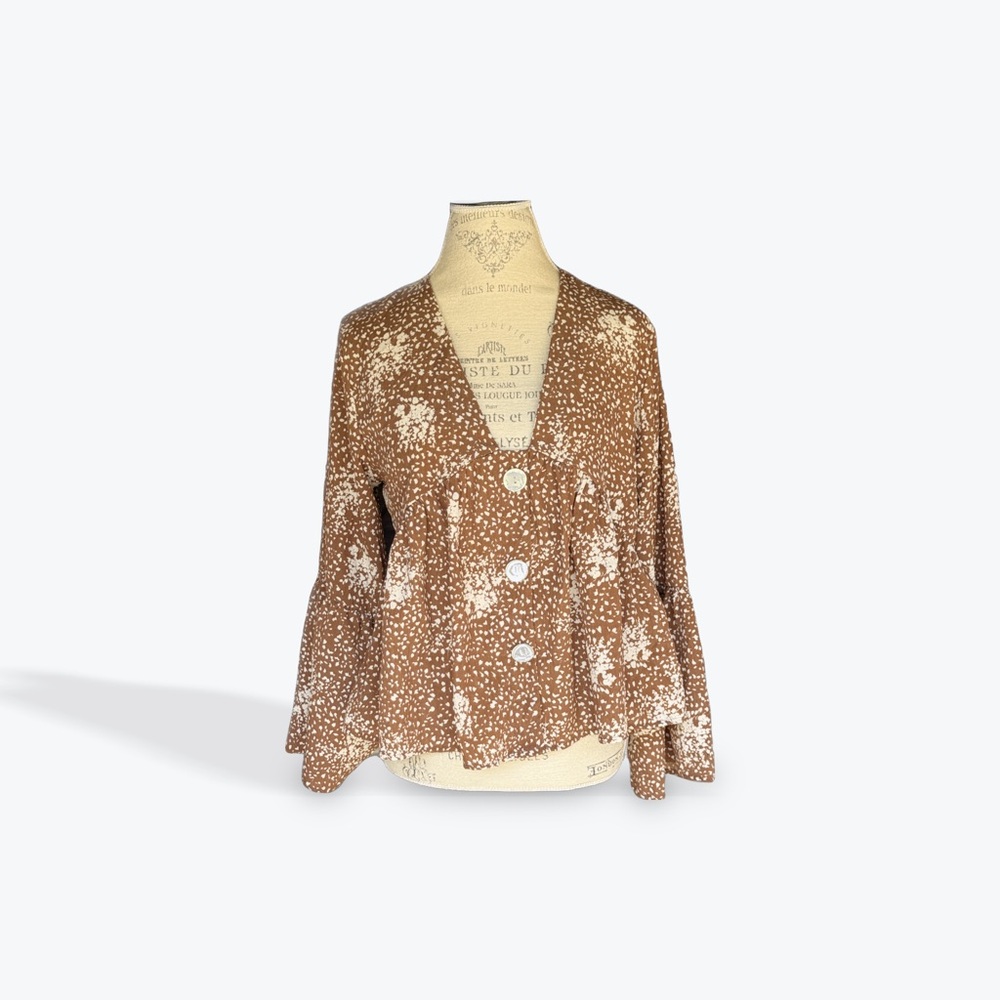 Millibon Brown and White Patterned Blouse